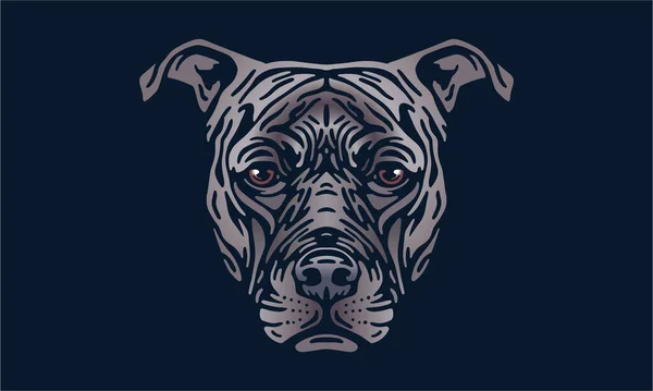 American Pit Bull Terrier Head Illustration Vector Hand Drawn Isolated —  Vetores de Stock