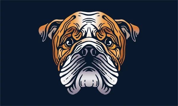 Bulldog Head Illustration Vector Hand Drawn Isolated Black Background — Stock vektor