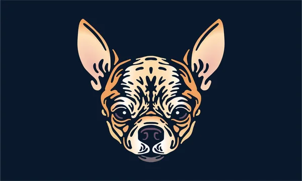 Chihuahua Head Illustration Vector Hand Drawn Isolated Black Background — Image vectorielle