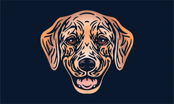 Golden Retriver Dog Logo Pet Portrait Vector Illustration Dark Background — стоковый вектор