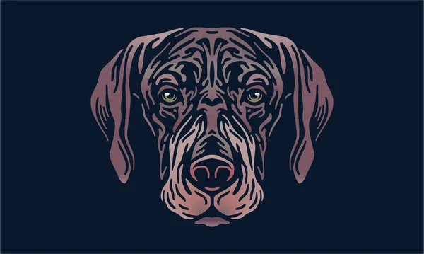 German Shorthaired Pointer Dog Logo Pet Portrait Vector Illustration Dark — Stock Vector