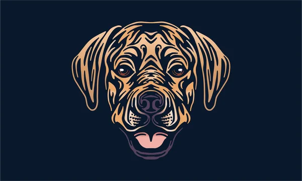 Labrador Retriever Dog Logo Pet Portrait Vector Illustration Dark Background — стоковый вектор