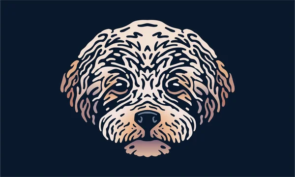 Maltipoo Dog Logo Pet Portrait Vector Illustration Dark Background — Image vectorielle