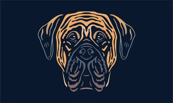 Mastiff Chien Logo Animal Portrait Illustration Vectorielle Sur Fond Sombre — Image vectorielle