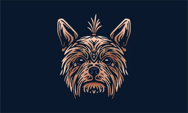 Yorkshire Terrier Dog Logo Pet Portrait Vector Illustration Dark Background — Image vectorielle