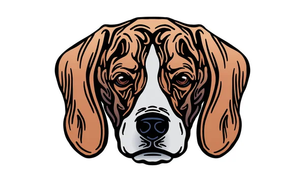 Ilustração Cabeça Beagle Vetor Desenhado Mão Isolado Fundo Claro — Vetor de Stock