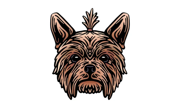 Yorkshire Terrier Huvud Illustration Vektor Handritade Isolerad Ljus Bakgrund — Stock vektor