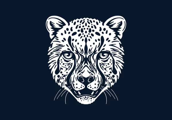 Cheetah Απεικόνιση Κεφάλι Διάνυσμα Χέρι Που Απομονώνονται Μαύρο Φόντο Αφρικανικό — Διανυσματικό Αρχείο