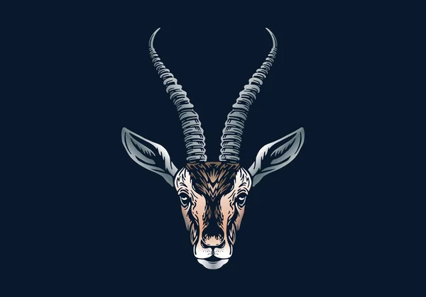 Gazelle Head Illustration Vector Hand Drawn Isolated Black Background African — Stock Vector