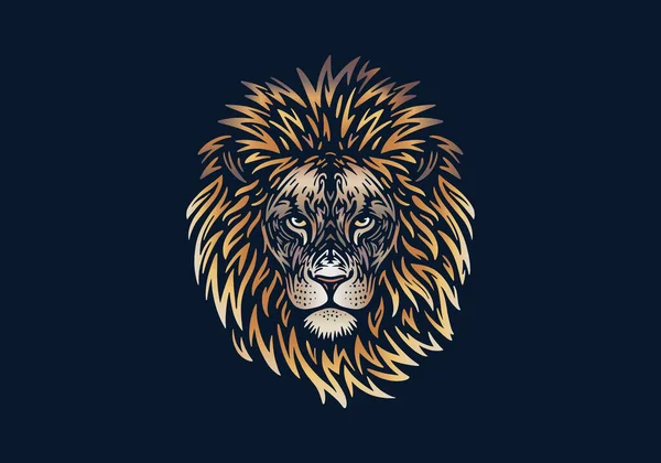 Lion Head Illustration Vector Hand Drawn Isolated Black Background African — Stok Vektör