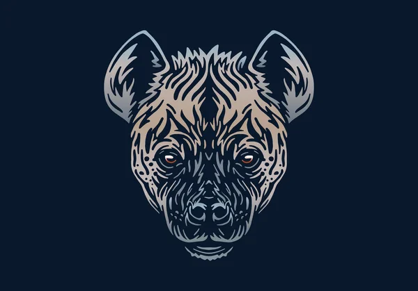 Spotted Hyena Head Illustration Vector Hand Drawn Isolated Black Background — Vetor de Stock