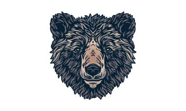 Himalaya kara ayısı ışık arka planda, vektör, illüstrasyon logosu, işaret, amblem.