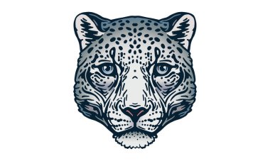 Hafif arkaplanda kar leoparı, vektör, illüstrasyon logosu, işaret, amblem.