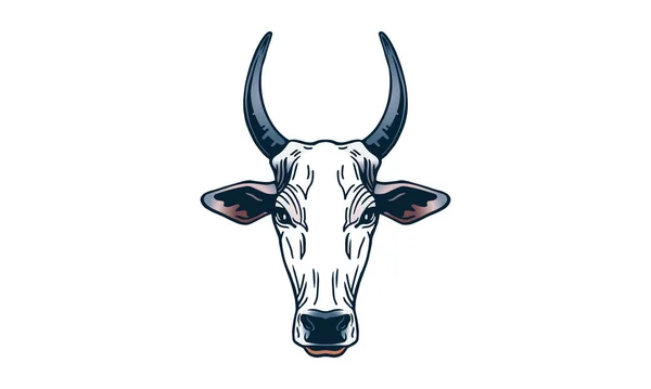 Індійська Корова Світлому Тлі Вектор Ілюстрація Логотип Знак Емблема — стоковий вектор