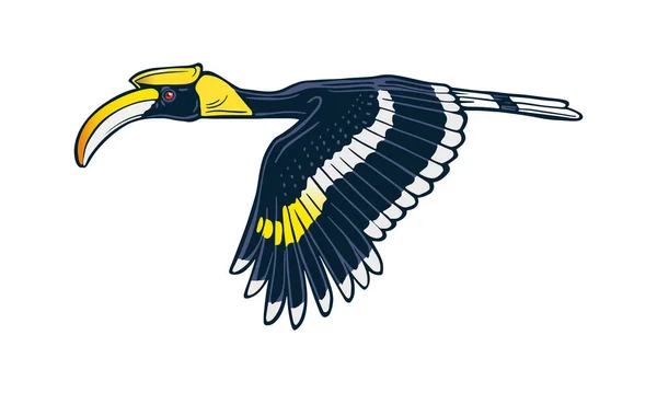 Velký Hornbill Světlém Pozadí Vektor Ilustrační Logo Znak Znak — Stockový vektor