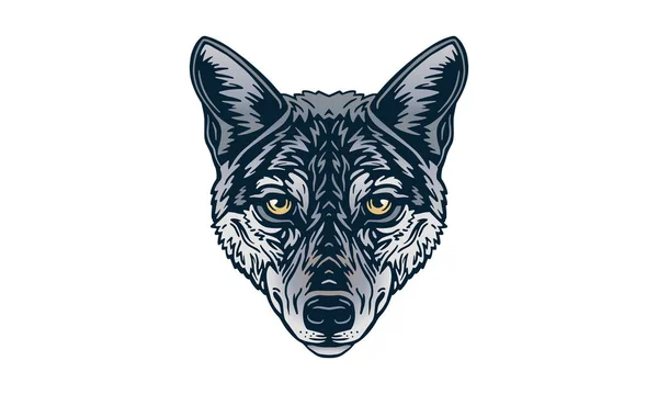 ライトバック ベクトル イラストのロゴ サイン エンブレム上のインドのオオカミ — ストックベクタ