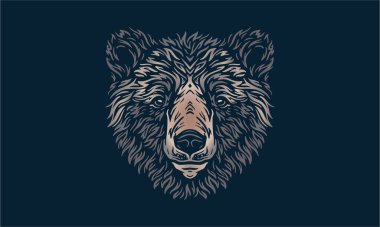 Himalaya kara ayısı koyu arkaplan, vektör, illüstrasyon logosu, işaret, amblem.