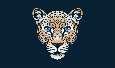 Koyu arkaplanda Hint leoparı, vektör, illüstrasyon logosu, işaret, amblem.