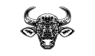 Beyaz arkaplanda Gaur, vektör, illüstrasyon logosu, imza, amblem.