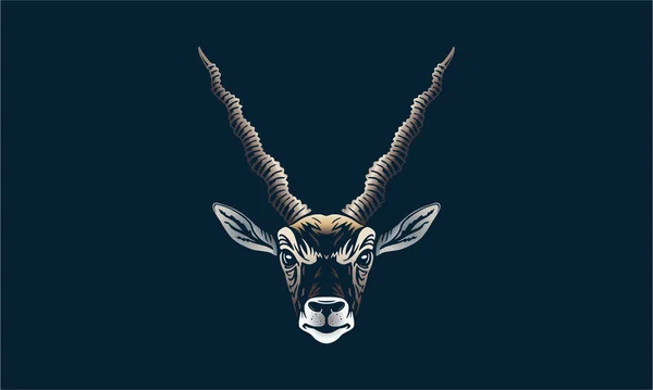 Blackbuck Donkere Achtergrond Vector Illustratielogo Teken Embleem — Stockvector