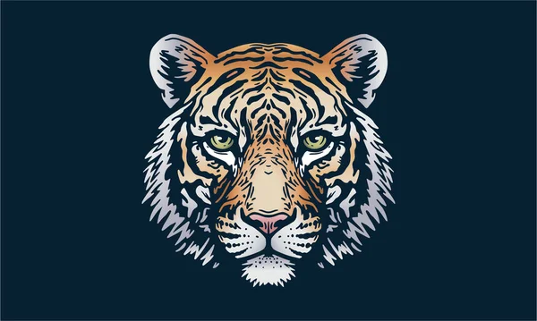 Tigre Bengala Fundo Escuro Vetor Logotipo Ilustração Sinal Emblema —  Vetores de Stock