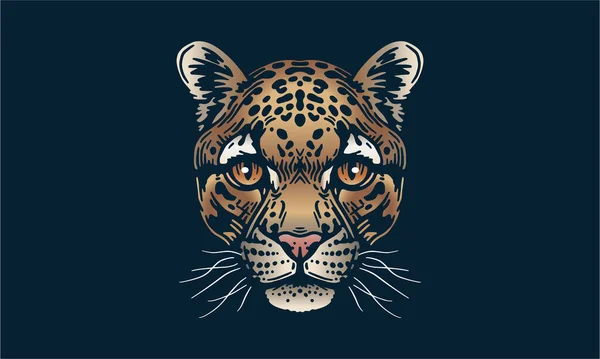 Zatažený Leopard Tmavém Pozadí Vektor Ilustrační Logo Znak Znak — Stockový vektor