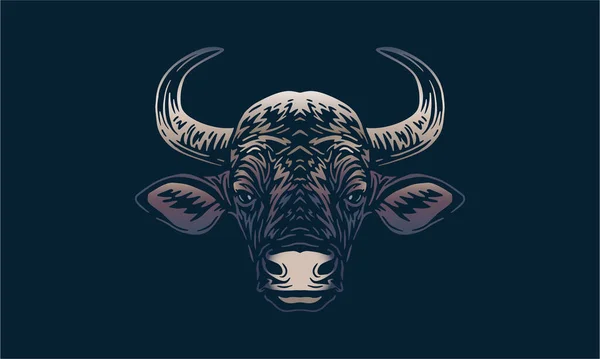 Gaur Dark Background Vector Illustration Logo Sign Emblem — Stock Vector