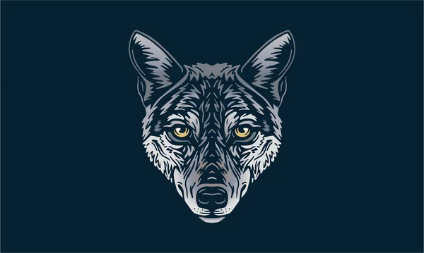 暗い背景のインドのオオカミ ベクトル イラストのロゴ サイン — ストックベクタ