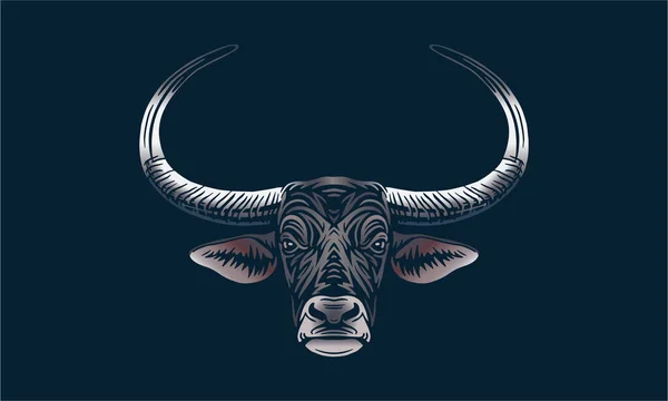 Buffalo Acqua Selvatica Sfondo Scuro Vettore Logo Illustrazione Segno Emblema — Vettoriale Stock