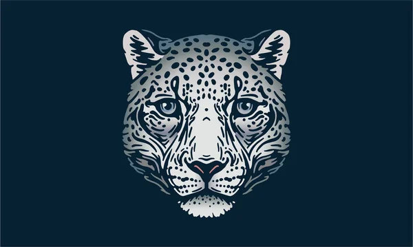 Leopardo Nieve Sobre Fondo Oscuro Vector Logotipo Ilustración Signo Emblema — Vector de stock