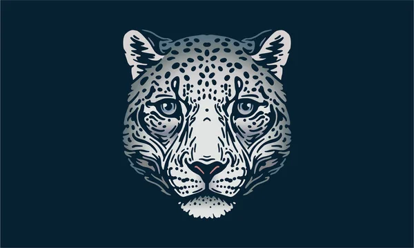 Leopardo Nieve Sobre Fondo Oscuro Vector Logotipo Ilustración Signo Emblema — Archivo Imágenes Vectoriales