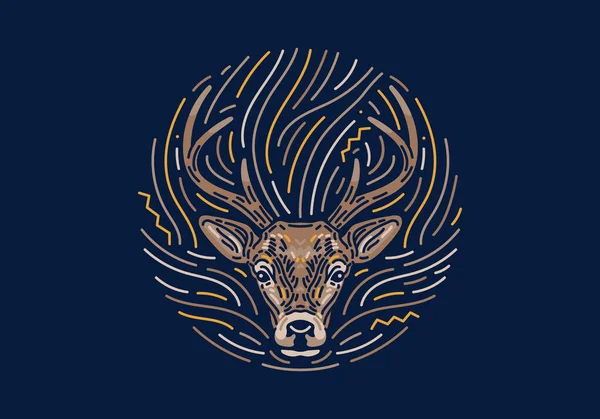 Cerf Zodiaque Natif Texture Fond Mode Sombre Avec Illustration Cerf — Image vectorielle