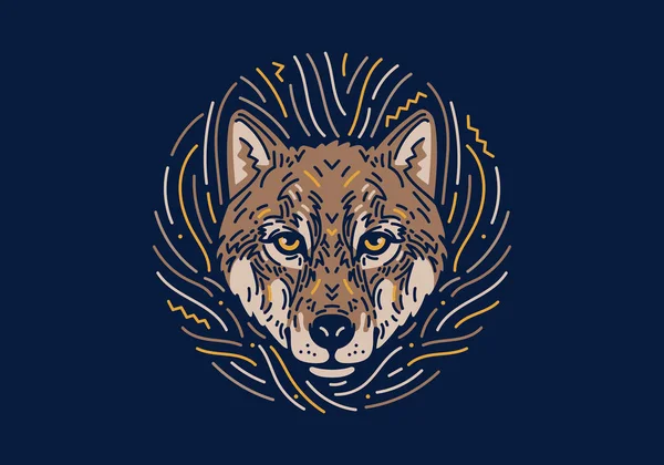 オオカミ ネイティブ黄道帯 オオカミのイラストとダークモードの背景テクスチャ ベクターイラストと装飾要素 — ストックベクタ