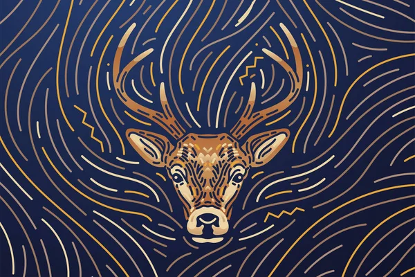 Deer Zodiac Znamení Prapor Tmavý Režim Textury Pozadí Ilustrací Jelena — Stockový vektor