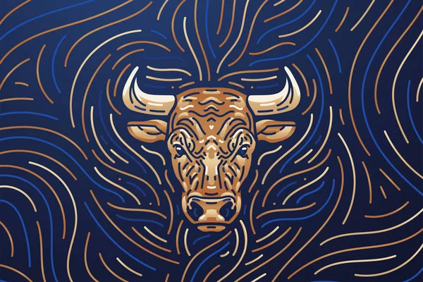 Taurus Zodiac Sign Banner Dark Mode Background Texture Illustration Taurus — Stock Vector