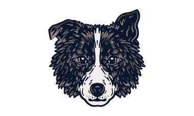 Köpek kafası çizimi, vektör, el çizimi, ışık arka planında izole edilmiş..