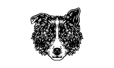 Köpek kafası çizimi, vektör, el çizimi, ışık arka planında izole edilmiş..