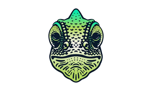 Chameleonská Hlava Ilustrace Vektor Ručně Kreslené Izolované Světlém Pozadí — Stockový vektor