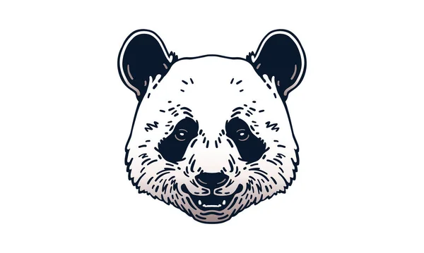 Panda Hoofd Illustratie Vector Met Hand Getekend Geïsoleerd Lichte Achtergrond — Stockvector