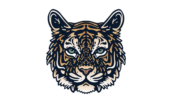 Tiger Head Illustration Vector Hand Drawn Isolated Light Background — Stock Vector