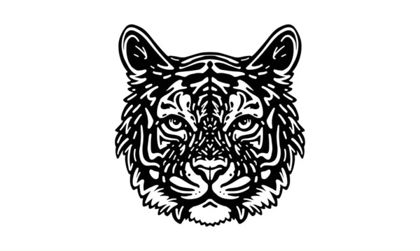 Tiger Head Illustration Vector Hand Drawn Isolated Light Background — Stock Vector