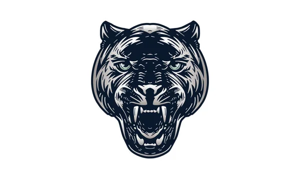 Θυμωμένος Jaguar Κεφάλι Εικονογράφηση Διάνυσμα Χέρι Που Απομονώνονται Στο Φως — Διανυσματικό Αρχείο