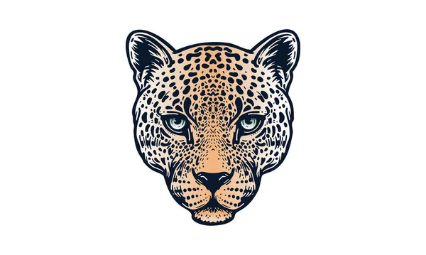 Ilustración Cabeza Leopardo Vector Dibujado Mano Aislado Sobre Fondo Claro — Vector de stock