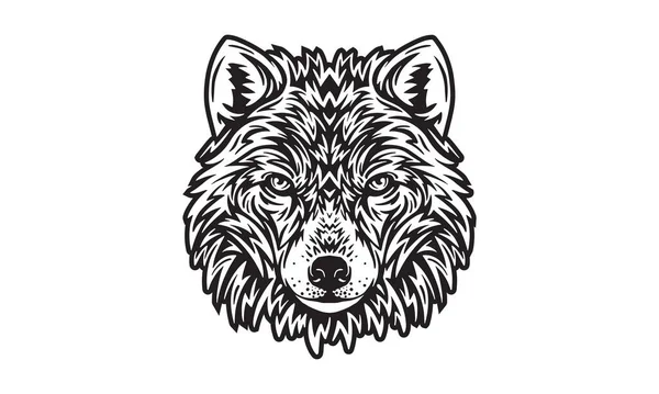 Arktischer Wolfskopf Illustration Vektor Von Hand Gezeichnet Isoliert Auf Hellem — Stockvektor