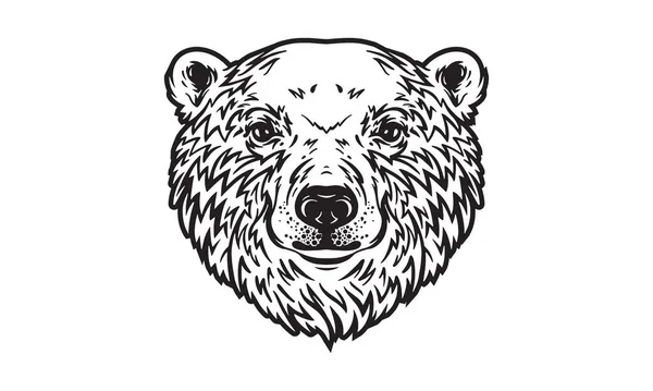 Polar Bear Head Illustration Vector Hand Drawn Isolated Light Background — Stock Vector