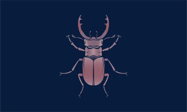 Scarabeo Cervo Illustrazione Vettore Disegnato Mano Isolato Sfondo Scuro — Vettoriale Stock