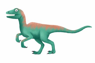 Velociraptor çizimi, el çizimi, ışık arka planında izole edilmiş..