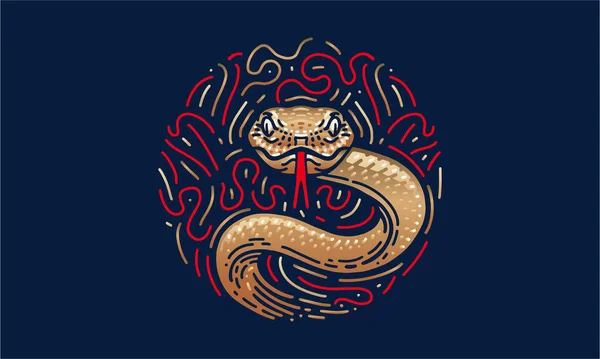 Serpent Chinois Zodiaque Illustration Vecteur Dessiné Main Isolé Sur Fond — Image vectorielle