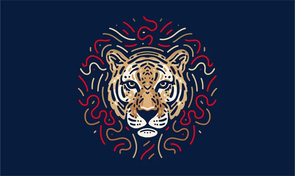 Tigre Chinois Zodiaque Illustration Vecteur Dessiné Main Isolé Sur Fond — Image vectorielle
