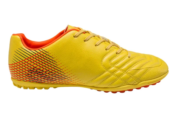 Yellow Soccer Shoes White Background Sports Shoes Playing Football Isolate — Stock Photo, Image